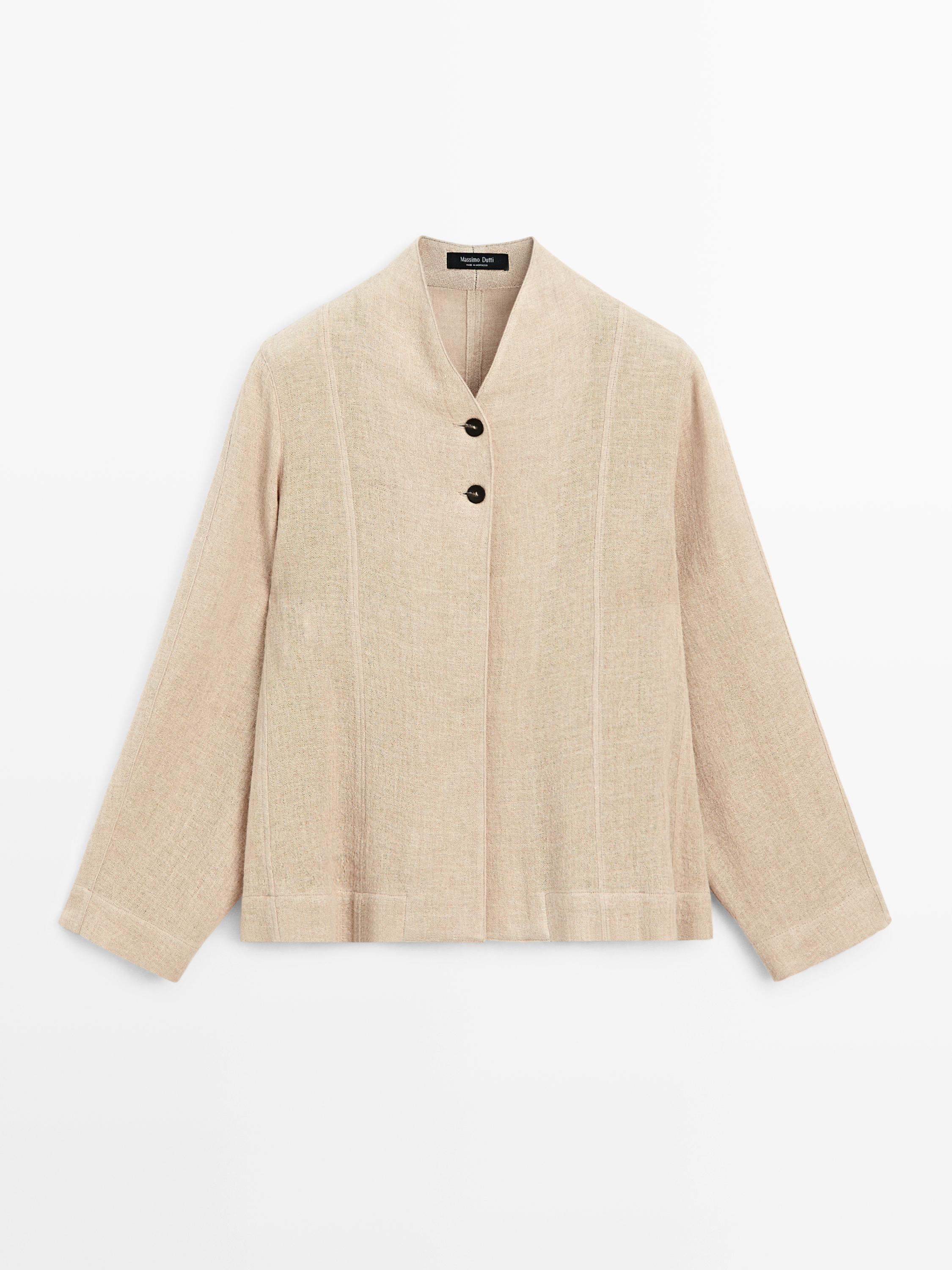 Wool blend overshirt with visible buttons